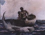 Winslow Homer shark fishing oil on canvas